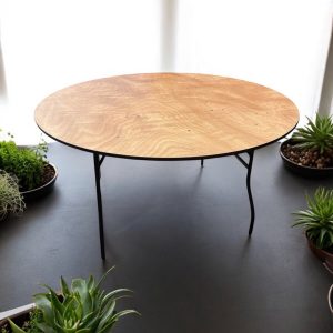 5ft6 Round Varnished Banquet Table - BE Furniture Sales