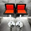 Red & Black Leather Bar Stools