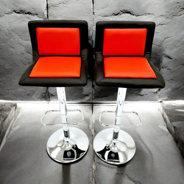 Red & Black Leather Bar Stools