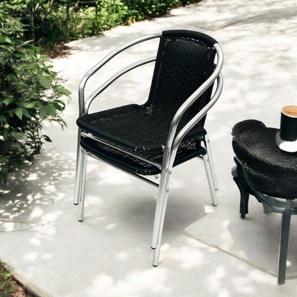 Black Rattan Aluminium Chair