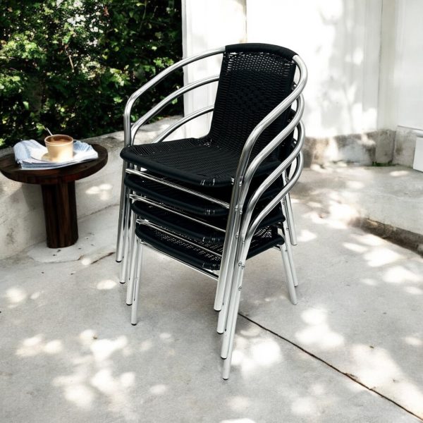 Black Rattan Aluminium Chair