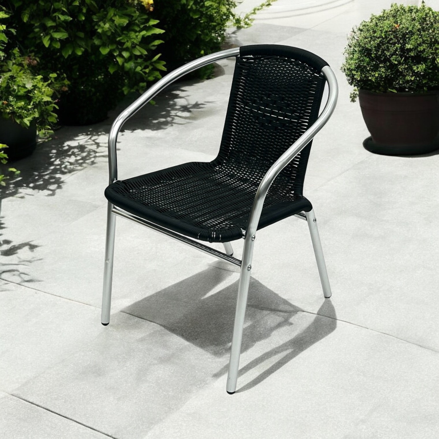 Black Rattan Aluminium Chair