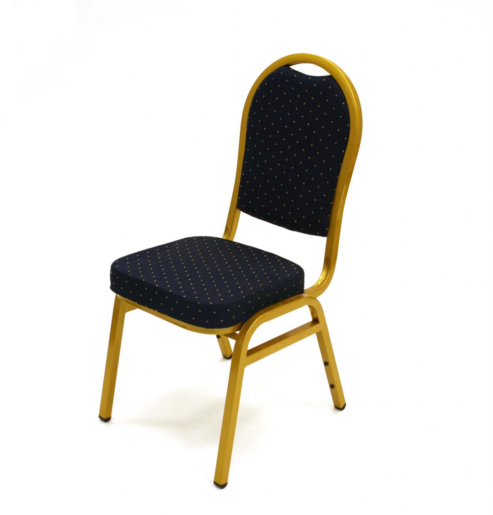 Blue Banqueting Chair with Gold Frame Premium BE Furniture Sales