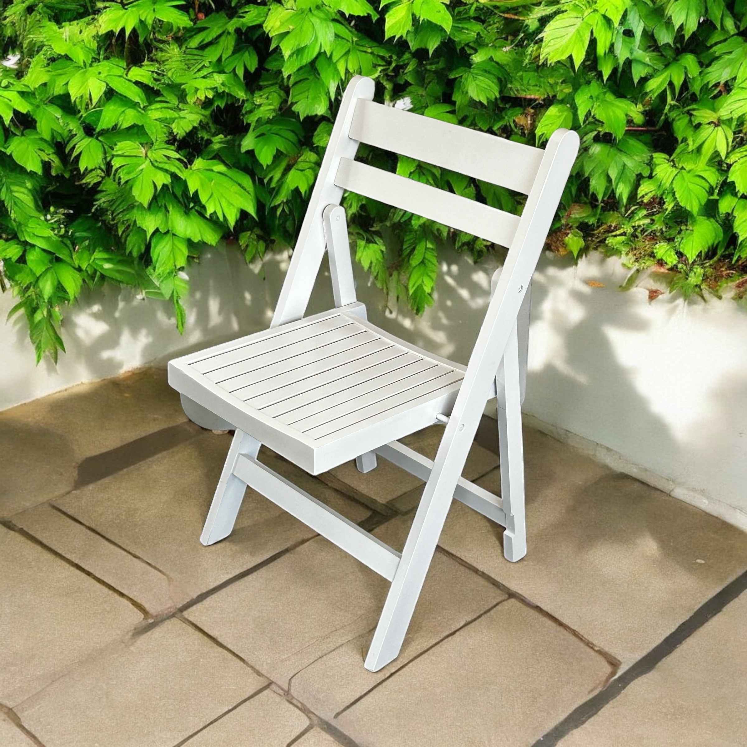 White Wooden Folding Chair