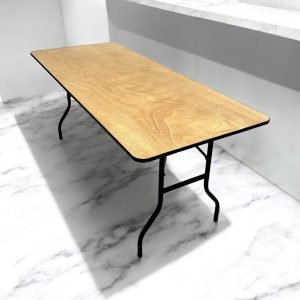 6ft x 2'6'' Varnished Wooden Table