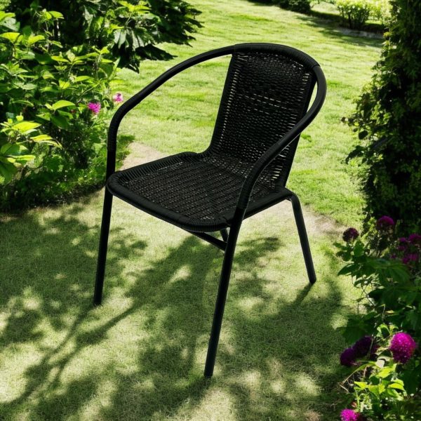 Black rattan chairs outdoor sale