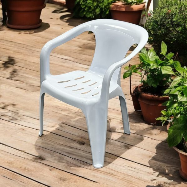 White Slatted Patio Chair - BE Furniture Sales