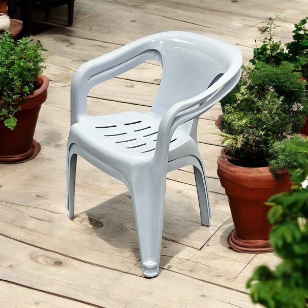 White Slatted Patio Chair