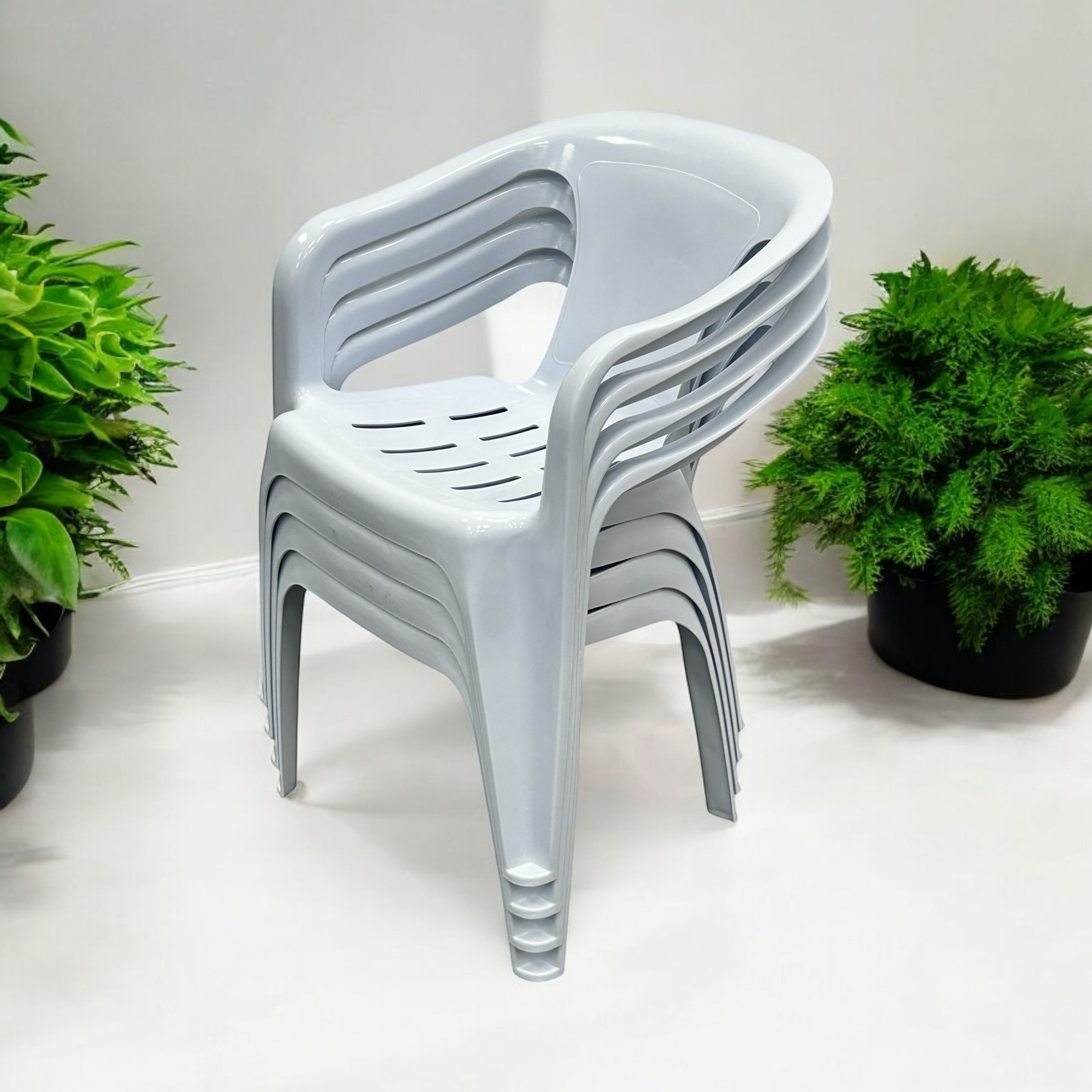 White Slatted Patio Chair