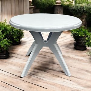 Round White Patio Table - BE Furniture Sales