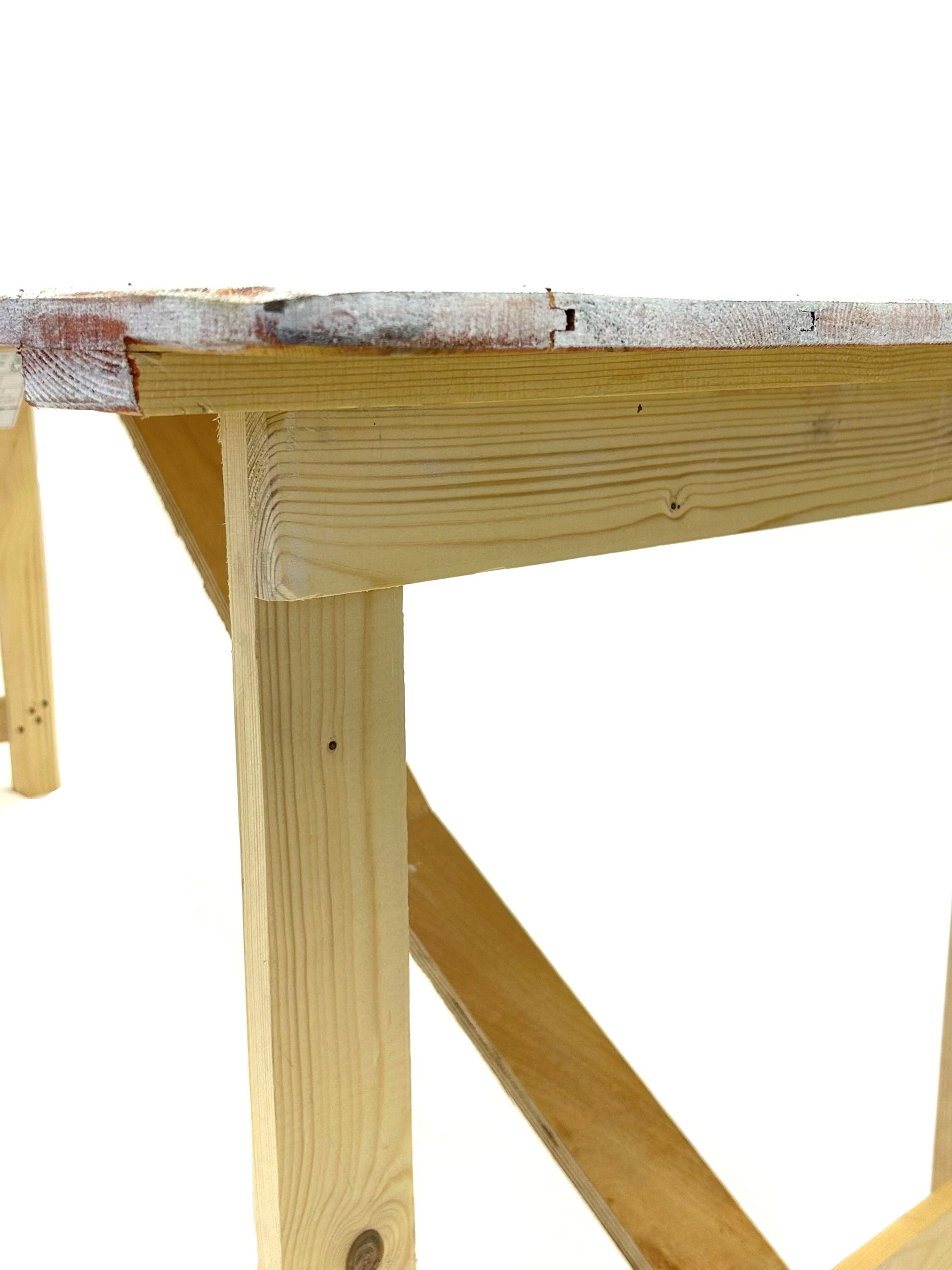 Distressed Limewash Trestle Tables