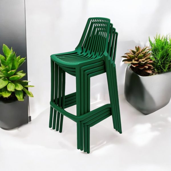 Green Plastic Stacking Bar Stools