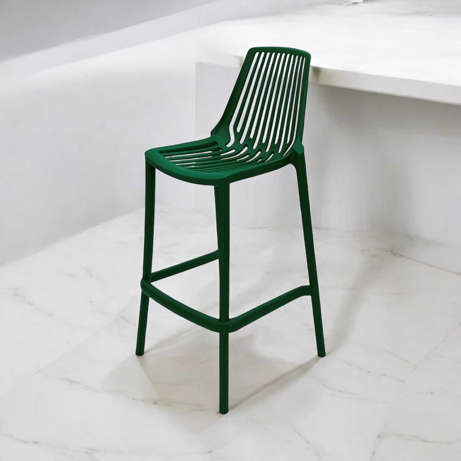 Green Plastic Stacking Bar Stools