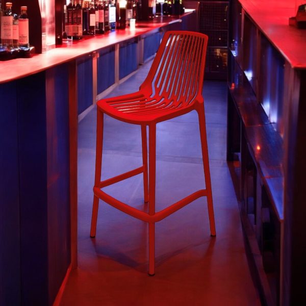 Red Plastic Stacking Bar Stools