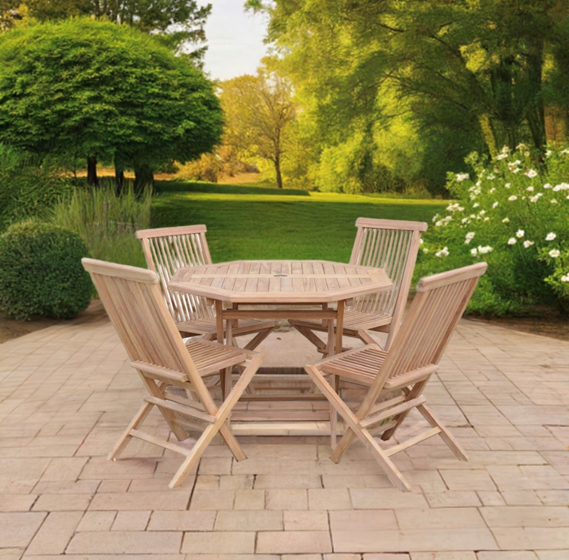 Octagonal wooden garden table sale