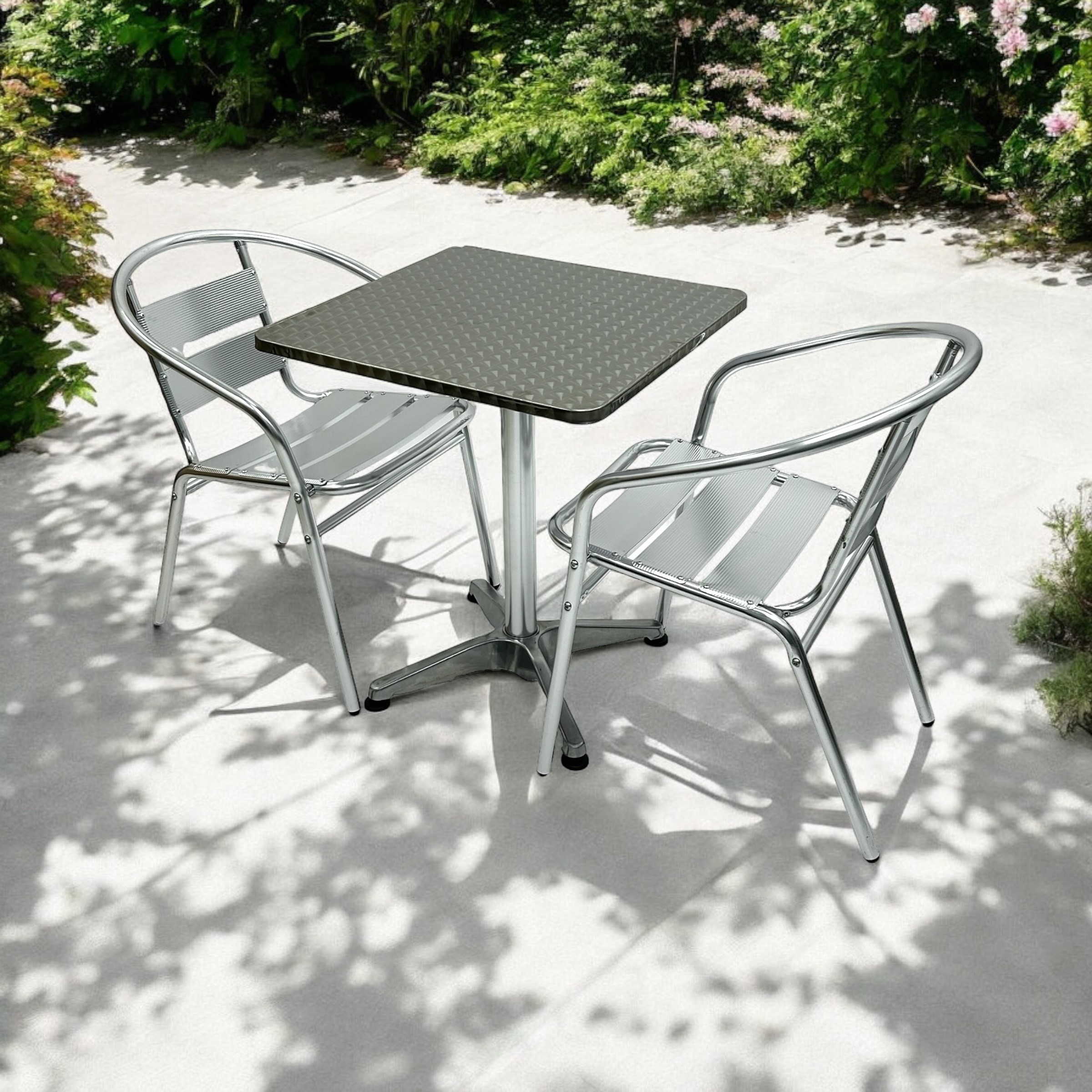 Aluminium Bistro Set with Square Pedestal Table