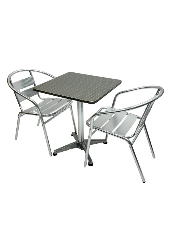 Aluminium Bistro Set with Square Pedestal Table