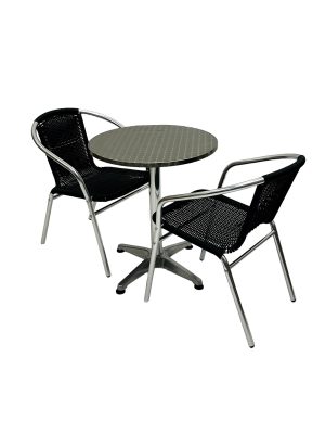 Black Rattan Bistro Set