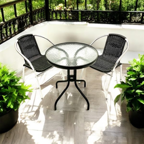 Black Rattan Balcony Furniture Set