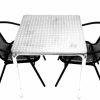 Summer Garden Furniture Set - Aluminium Square Table & 2 Rattan Steel Chairs - BE Furniture Sales