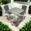 Square Aluminium Table & 2 Grey Rattan Chairs Set