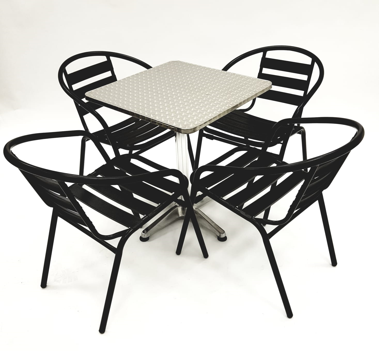 Black Steel Garden Sets with Aluminium Table - BE Furniture Sales