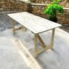 Distressed Limewash Trestle Table