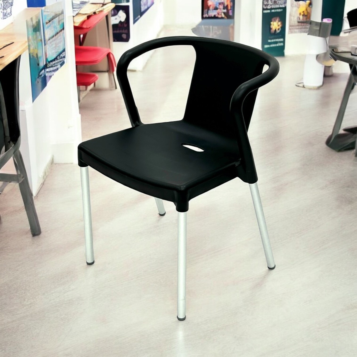 Plastic Stacking Chairs with Aluminium Legs