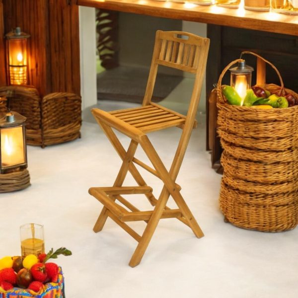 Folding Teak Bar Stools