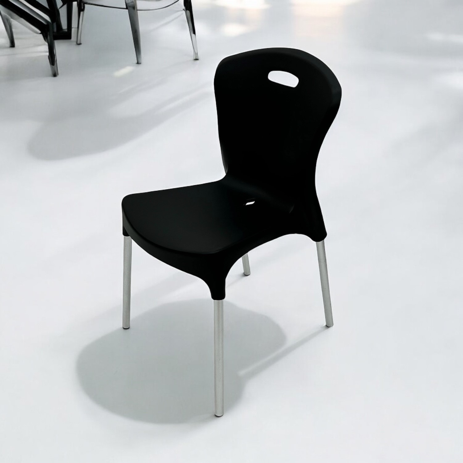 Black Plastic Stacking Chair