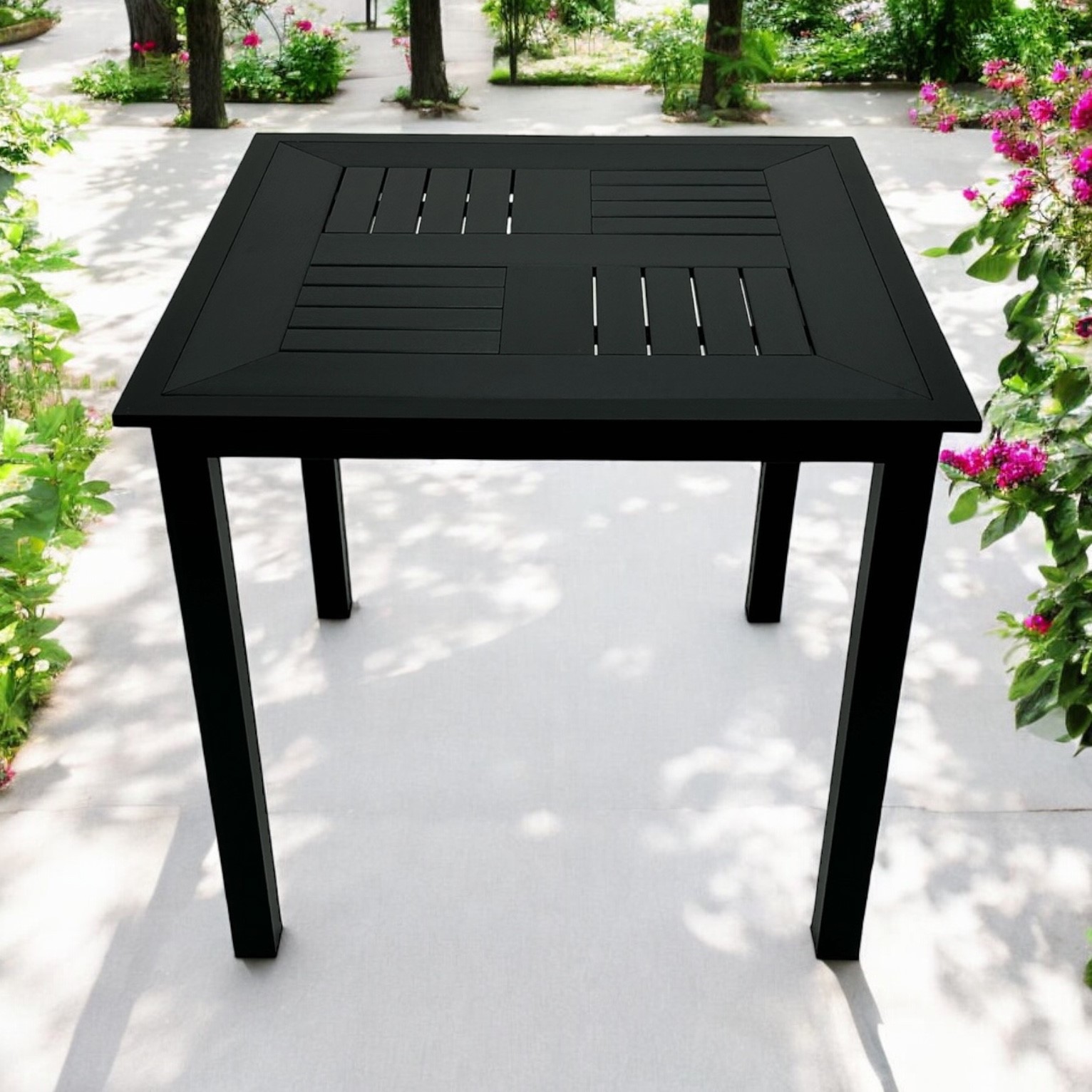 80cm Square Black Bistro Table