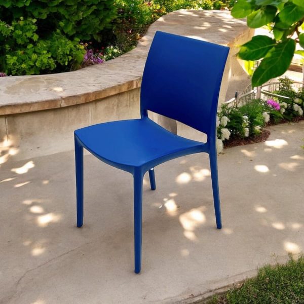 Blue Plastic Stacking Chairs - Cafe's or Home - BE Furniture Sales