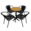 Outdoor Cafe Furniture Set - Round Table & 4 Rattan Chairs - BE Furniture Sales
