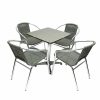 Aluminium Table & 4 Grey Rattan Chairs - BE Furniture Sales