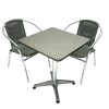 Aluminium Table & 2 Grey Rattan Chairs