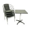 Aluminium Table & 4 Grey Rattan Chairs