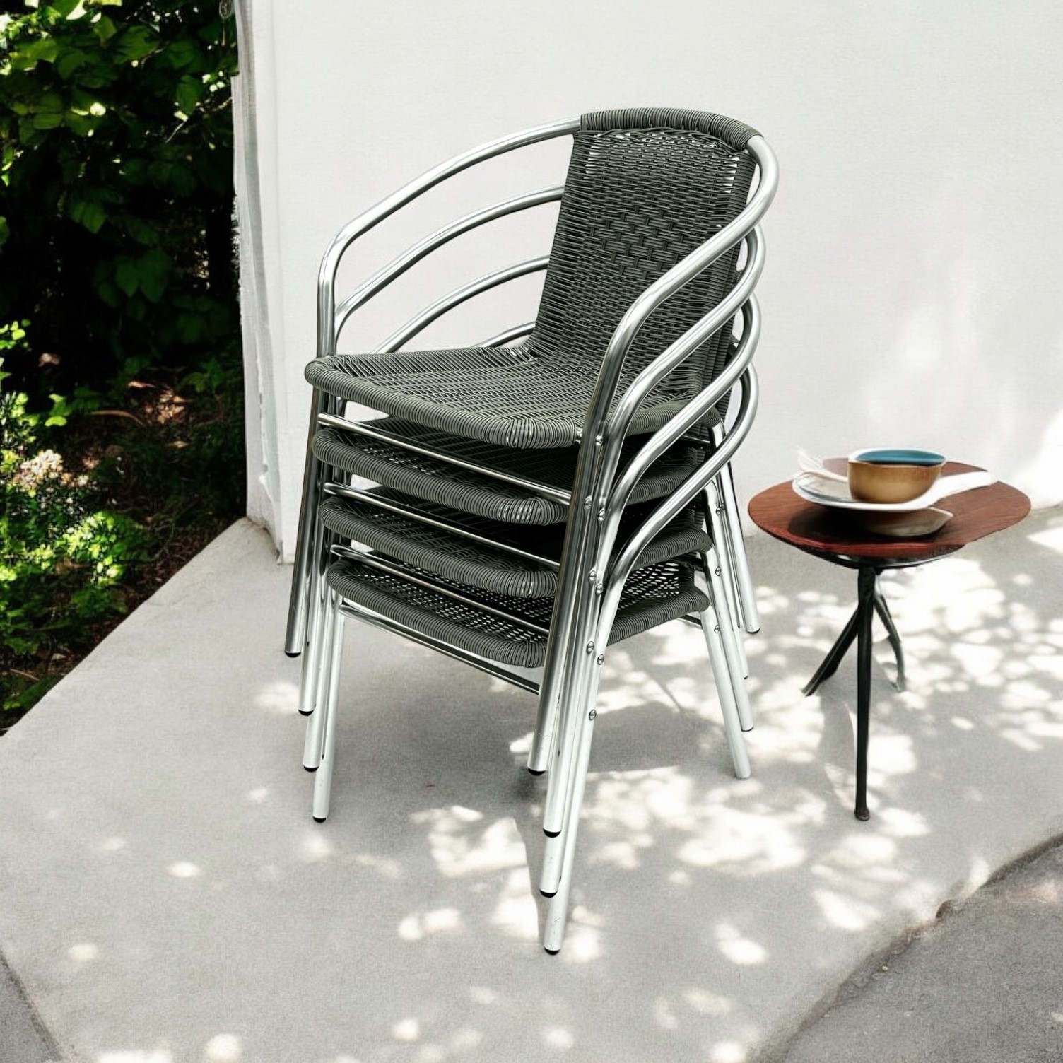 Grey Rattan Bistro Chairs