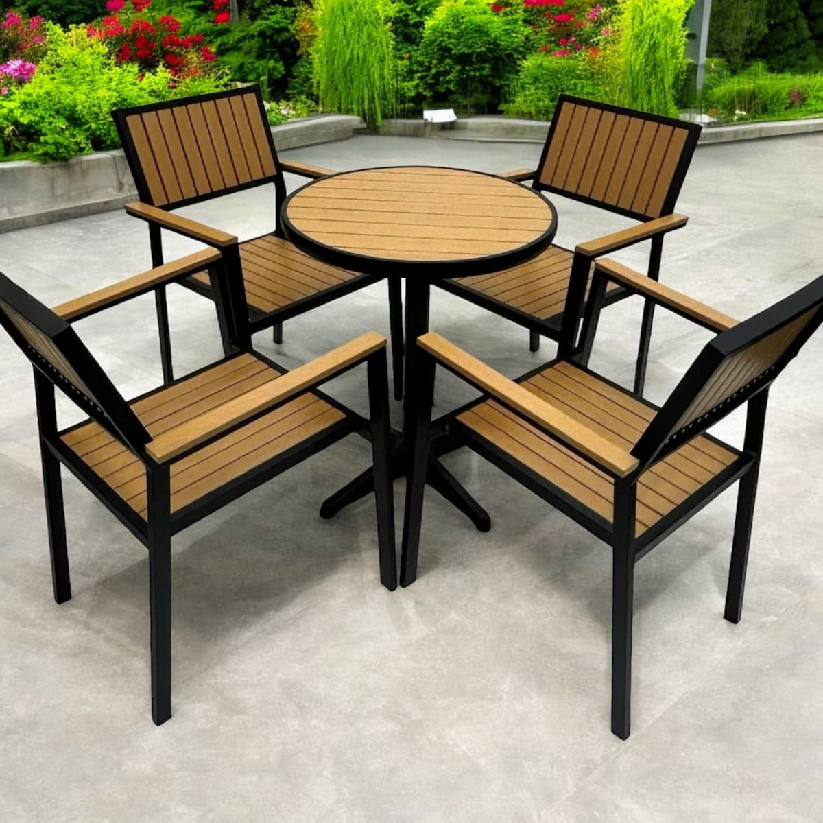 4 Deluxe Stacking Chairs and Pedestal Table - BE Furniture Sales