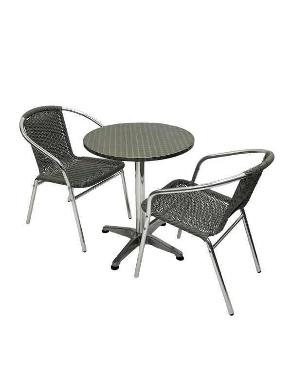 Grey Rattan Chairs Bistro Set