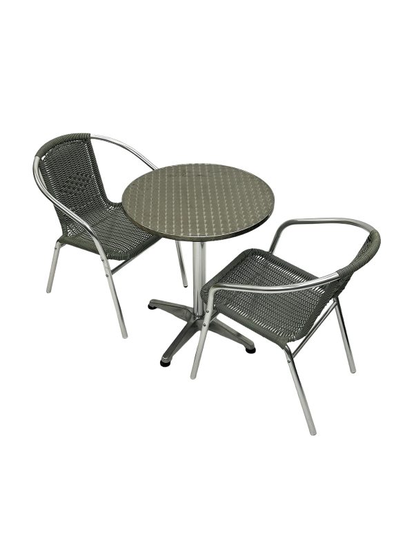 Grey Rattan Chairs Bistro Set