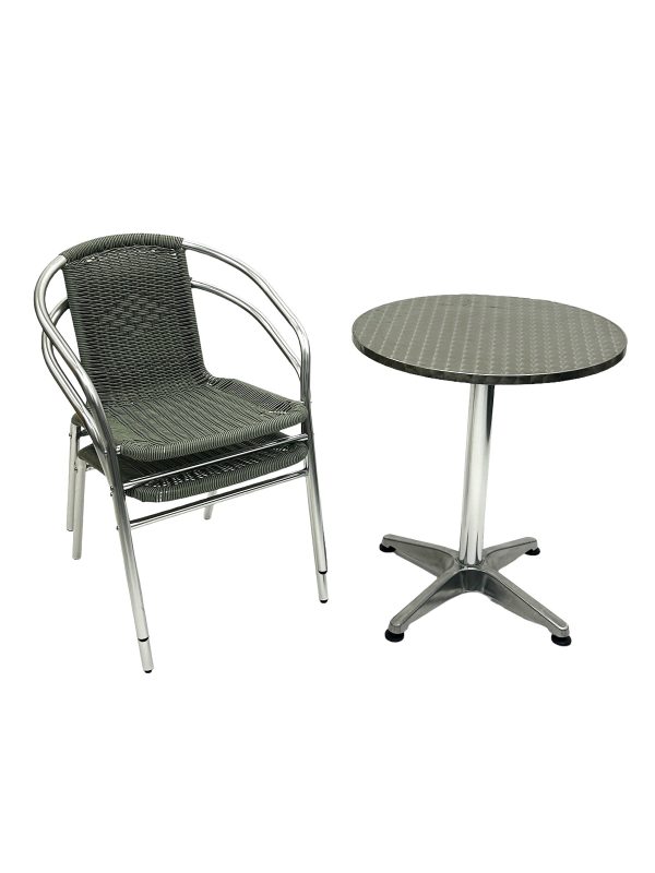 Grey Rattan Chairs Bistro Set