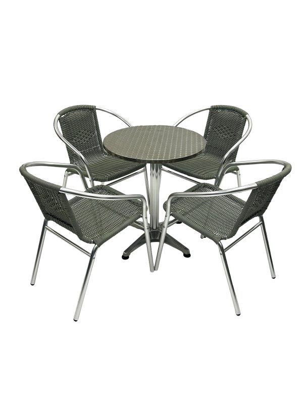 Grey Rattan Stacking Chairs Set