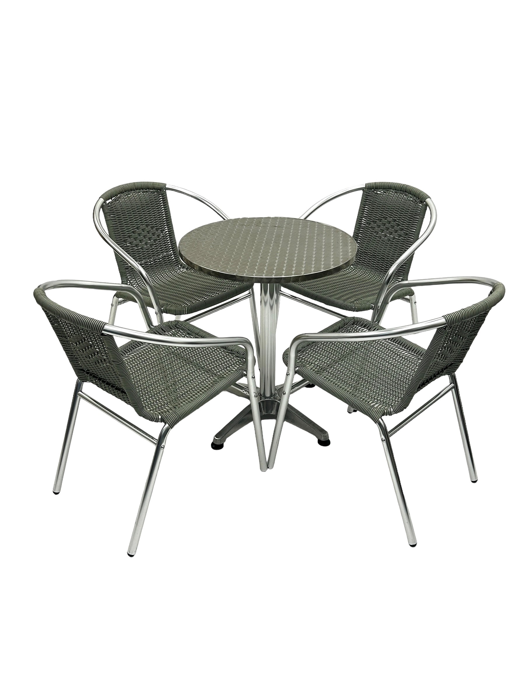 Grey Rattan Stacking Chairs Set