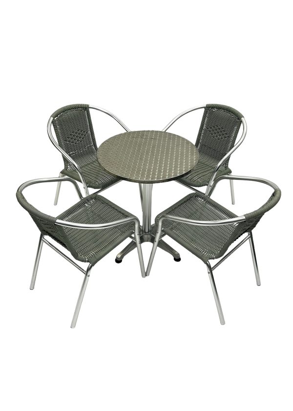 Grey Rattan Stacking Chairs Set