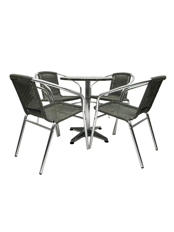 Grey Rattan Stacking Chairs Set